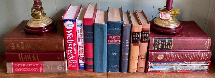 Dictionaries, thesauruses, medical manuals, reference books