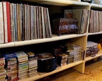 Vintage albums, 8-tracks, CDs and cassette tapes