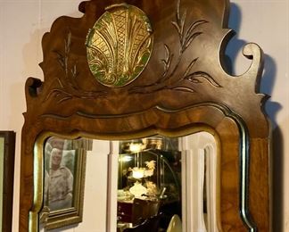 Vintage wood frame rectangular mirror