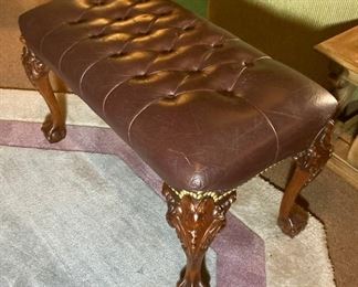 Vintage claw foot tufted bench