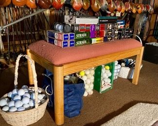 Hundreds of golf clubs, tees and balls
