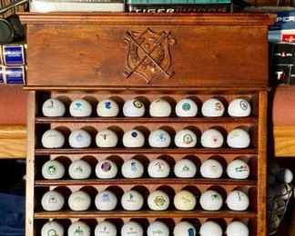 Collector's golf balls and display rack