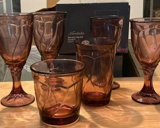 G033 Noritake cranberry glass collection and more