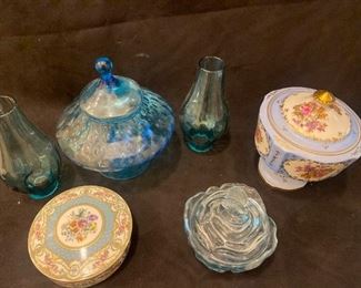 H025 Fenton Lidded Butterly Dish And More