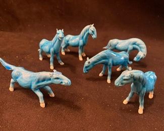 LR041 Miniature Turquoise Porcelain Horses