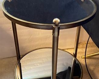 Lr057 Two Tiered Glass And Metal Table