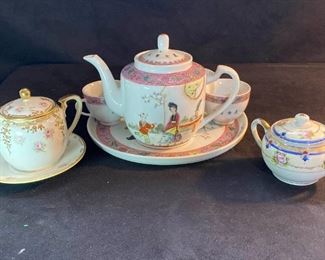 Lr059 Nippon Lidded Creamer Noritake Creamer  Sugar Bowl