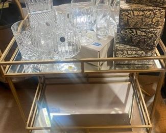 LR076 Brass Glass Bar Cart  More