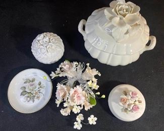 Lr081 Flower Lidded Trinket Boxes Capodimonte More