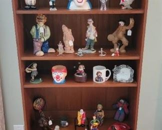 Mid-Century Teak Hutch and Clown Collection