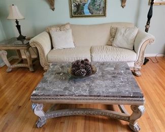 Beautiful Sofa  along with Matching Marble Top Coffee Table & End Table