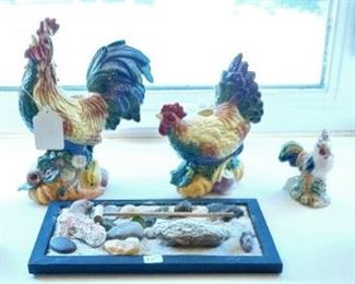 Roosters Center are Fritze & Floyd Candle Stick Holders