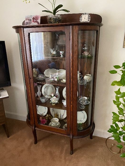 Antique curve glass china cabinet