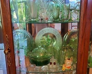 Large collection of depression glass