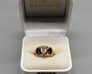 14k Gold Diamond Ring With Sapphires -SHIPPABLE