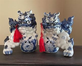 Vintage porcelain foo dogs