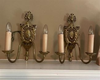 Antique brass sconces