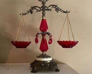 Vintage Cranberry Glass Sclaes