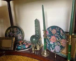 Green/Pinnk oriental style decor pieces.