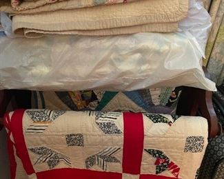 Several handmade quilts