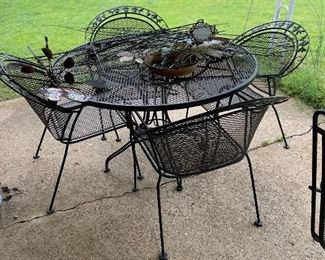 Patio set with black wrought iron.
