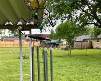 Butterfly with stained glass windchimes