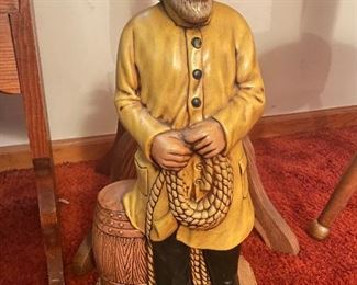Vintage Ceramic old fisherman. Approximately 16 inches tall