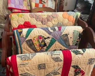 Various quilts and patterns.