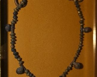 Pre-Columbian silver amulet bead necklace