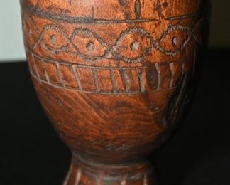 Pre-Columbian etched Peruvian Incan kero(or drinking cup)