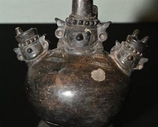 Pre-Columbian Chimu blackware priest pot-Circa 400-800AD