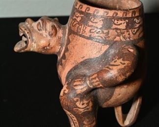 Appears to be intact-Pre-columbian jaguar effigy vessel