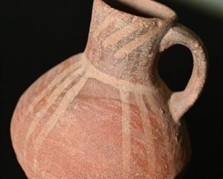 Pre-Columbian etched polychrome globular vessel