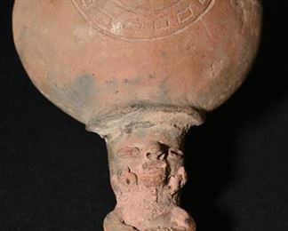 Pre-Columbian Moche canchero.  This piece is used to pop corn, hence the term "Canchero"-corn popper. 350-600AD Peru