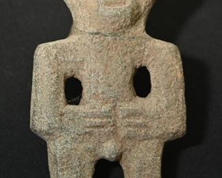 Pre-Columbian volcanic stone figure-possibly Nayarit. Head has been repaired. 