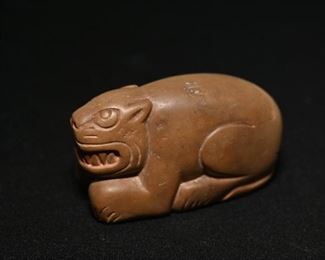 Pre-Columbian Colima stone jaguar-about 2" long.
