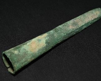 Pre-columbian Moche copper ceremonial chisel/tumi/tool-about 12" long