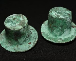 Pre-columbian Moche copper rattles