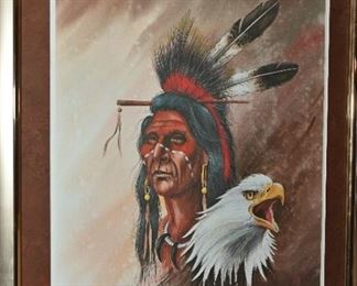 Pima Indian with Eagle lithograph-#75/250-Manchego