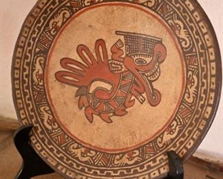 Pre-Columbian Mayan polychrome plate- a spectacular piece!