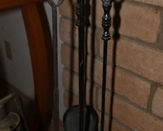 Vintage wrought iron fireplace tools