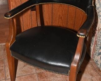 Vintage black leather bucket office chair