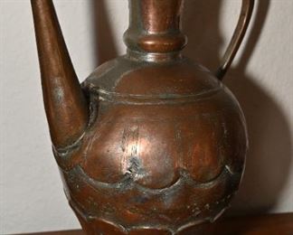 Etched copper pitcher
