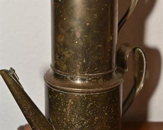 Etched brass double coffee pot