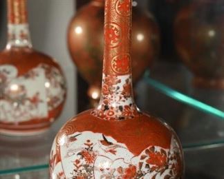 Japanese coral kutani bottle vase-20th century
