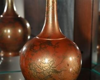 Asian coral crackle glaze bottle vase