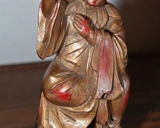 Antique wood carved gilt gold buddha