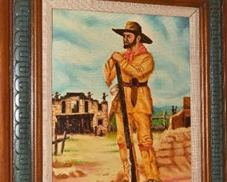 Cowboy with gun oil on canvas-Carl Baye