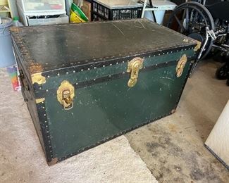 Antique green Steamer trunk/chest