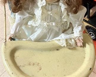 Vintage Doll and High Chair